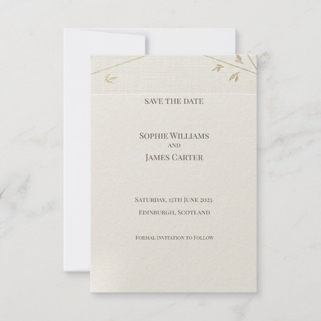 Olive Branch Botanical Save the Date Card (Front)
