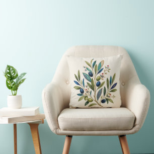 Olive Branch Botanical Turkish Floral Art Cushion