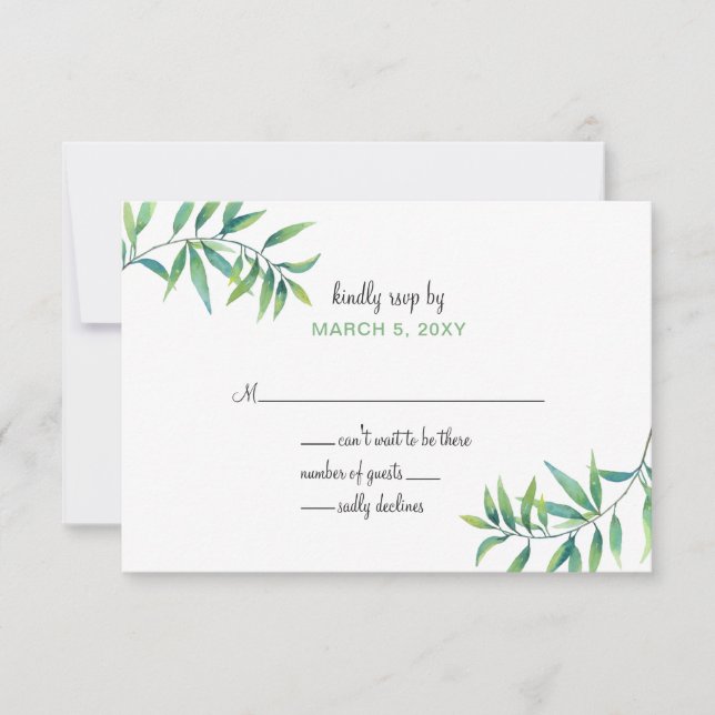 Olive Branch Botanical wedding invitations rsvp (Front)