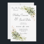 Olive Branch Bouquets Green Wedding Invitation<br><div class="desc">This wedding invitation is part of the Olive Branch Bouquets Wedding Invitation Suite of cards created by Simply Farmhouse Press. Soft pink ribbons gather branches of watercolor olive branches,  and send a message of warmth and home in this rustic design.</div>
