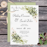 Olive Branch Bouquets Sage Wedding Invitation<br><div class="desc">This wedding invitation is part of the Olive Branch Bouquets Wedding Invitation Suite of cards created by Simply Farmhouse Press. Soft pink ribbons gather branches of watercolor olive branches,  and send a message of warmth and home in this rustic design.</div>