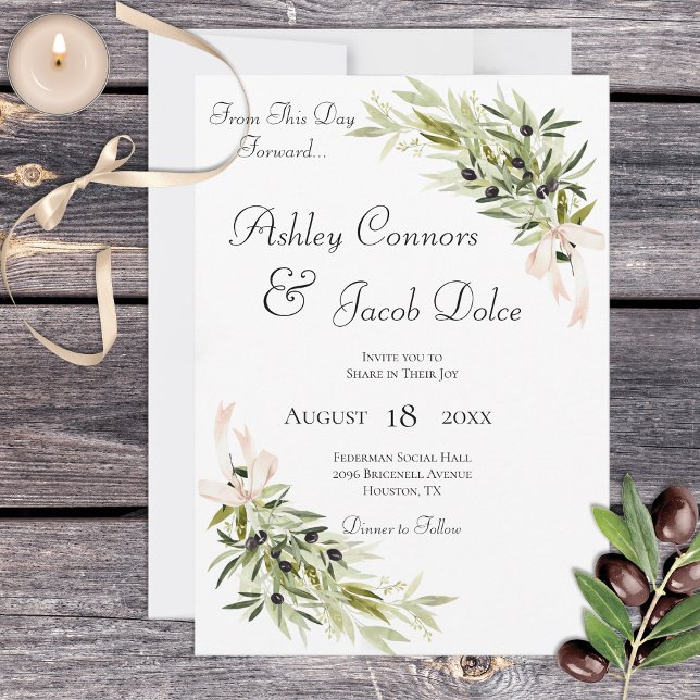 Olive Branch Bouquets Wedding Invitation (Creator Uploaded)