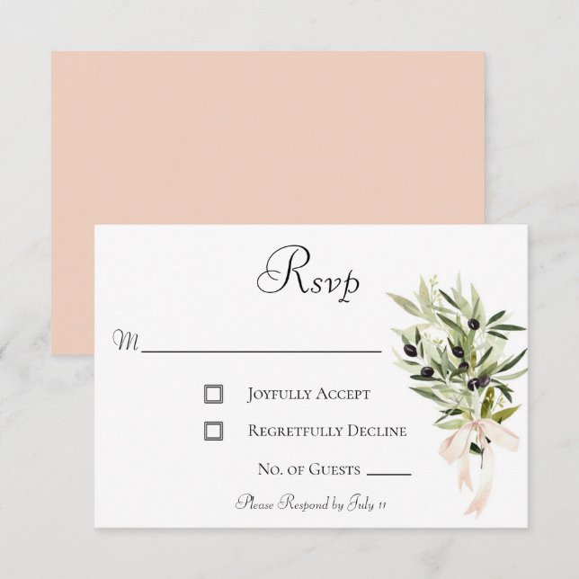Olive Branch Bouquets Wedding RSVP Card (Front/Back)
