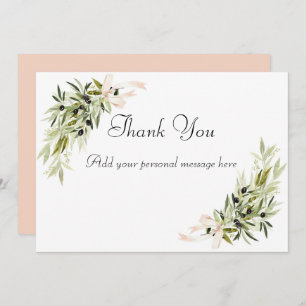 Olive Branch Bouquets Wedding Thank You Card