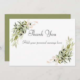 Olive Branch Bouquets Wedding Thank You Card