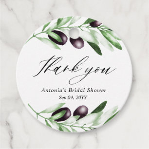 Olive Branch Bridal Shower Classic Round Sticker Favour Tags