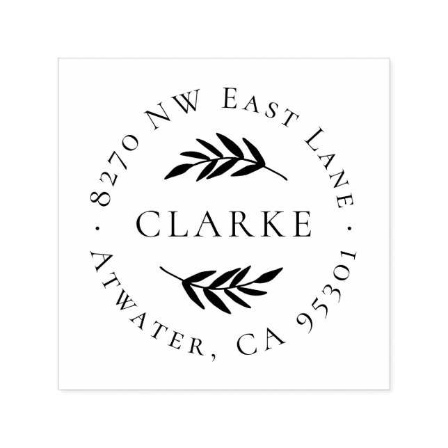 Olive Branch Circle Address Stamp (Design)