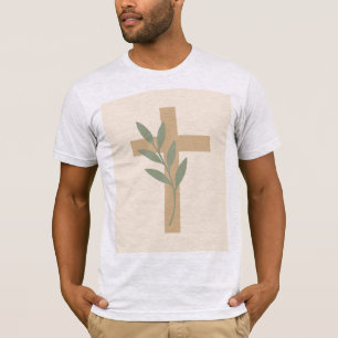 Olive Branch Cross Minimalist Christian T-Shirt