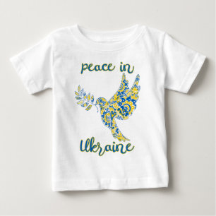 Olive branch dove of peace Ukrainian flag colours  Baby T-Shirt