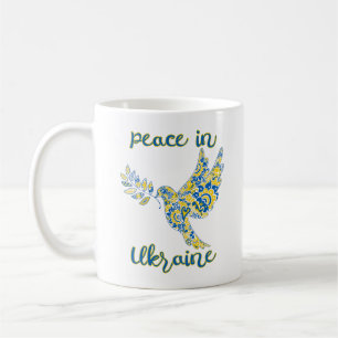 Olive branch dove of peace Ukrainian flag colours Coffee Mug