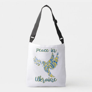 Olive branch dove of peace Ukrainian flag colours Crossbody Bag