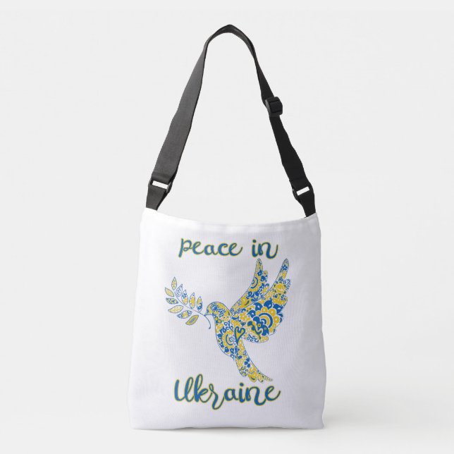 Olive branch dove of peace Ukrainian flag colours Crossbody Bag (Front)