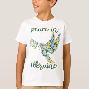 Olive branch dove of peace Ukrainian flag colours T-Shirt