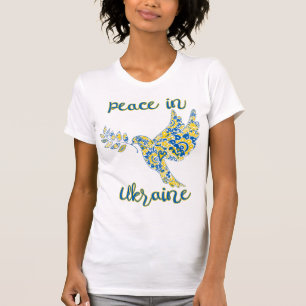 Olive branch dove of peace Ukrainian flag colours T-Shirt
