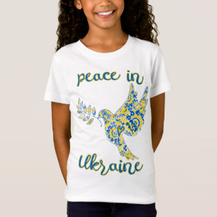 Olive branch dove of peace Ukrainian flag colours  T-Shirt