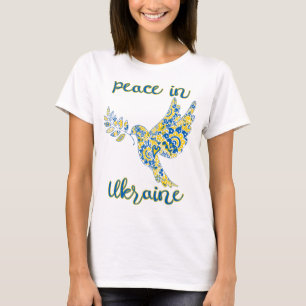 Olive branch dove of peace Ukrainian flag colours T-Shirt