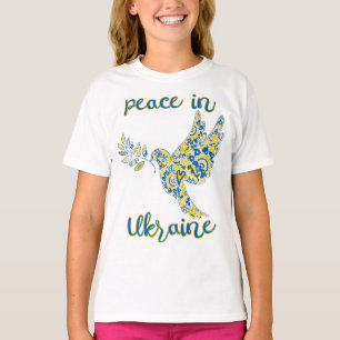 Olive branch dove of peace Ukrainian flag colours  T-Shirt