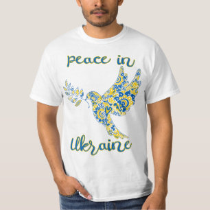 Olive branch dove of peace Ukrainian flag colours  T-Shirt