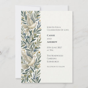 Olive Branch Dove Wedding Invitation