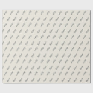 Olive Branch Engraved Line Pattern Wrapping Paper