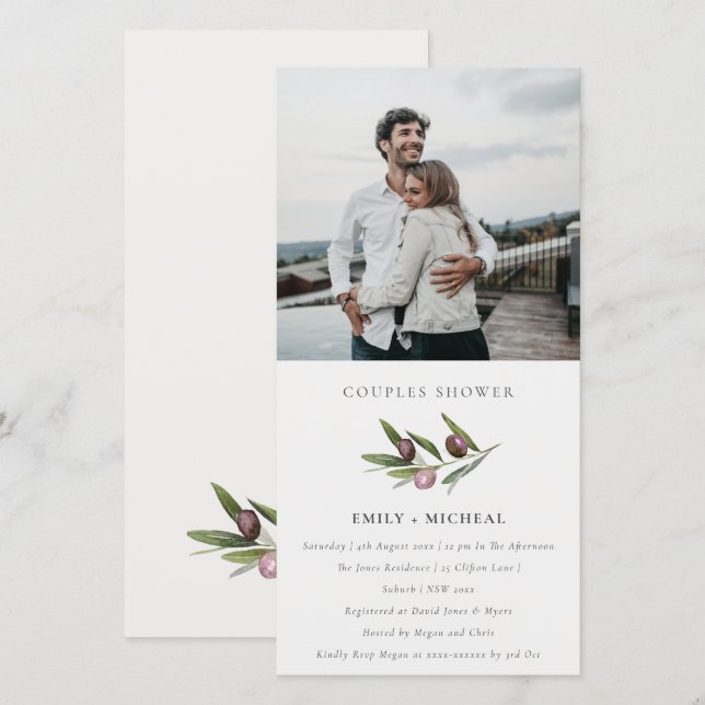 Olive Branch Foliage Couples Shower Photo Card (Front/Back)