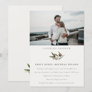 Olive Branch Foliage Couples Shower Photo Invite