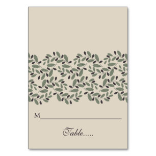 Olive branch garland wedding folded escort card