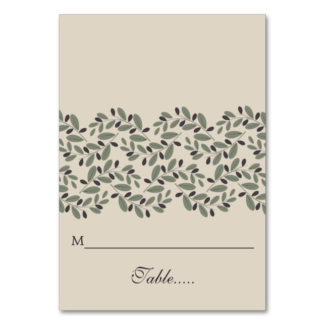 Olive branch garland wedding folded escort card (Front)