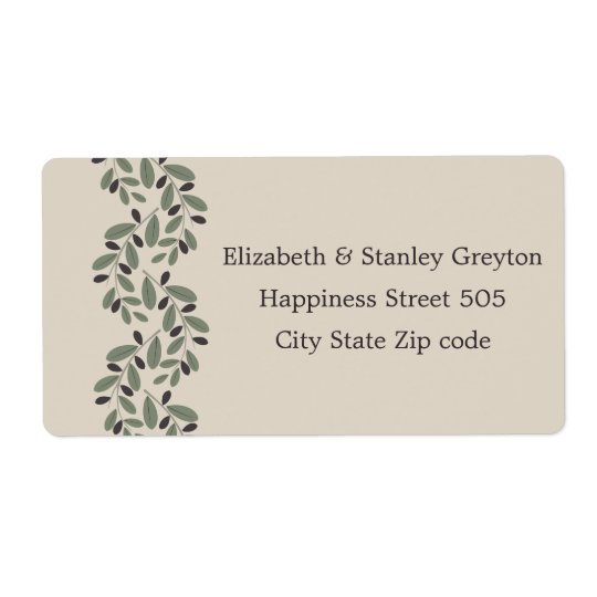 Olive branch garland wedding shipping label