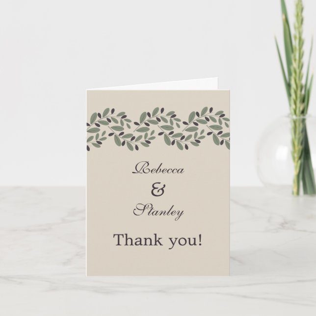 Olive branch garland wedding Thank You photo (Front)