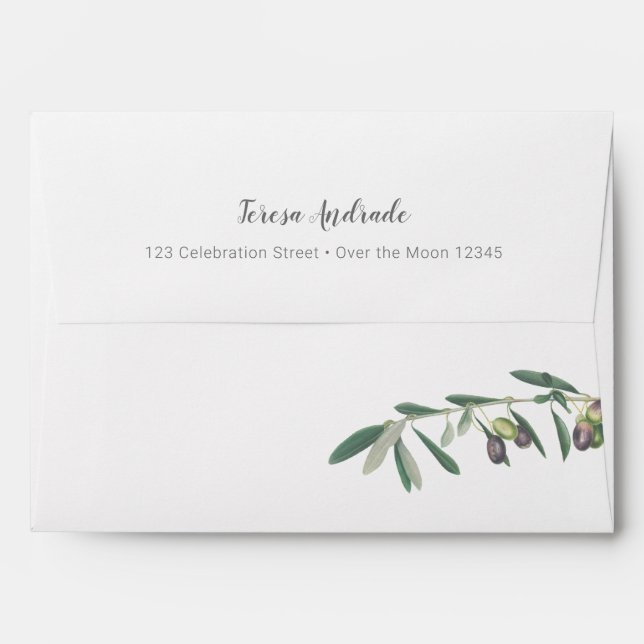 Olive Branch Greenery Botanical Bridal Shower Chic Envelope (Back (Top Flap))