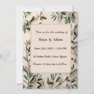  Olive Branch Greenery Botanical wedding Invitation