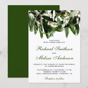 Olive Branch Leaves Botanical Wedding Invitation