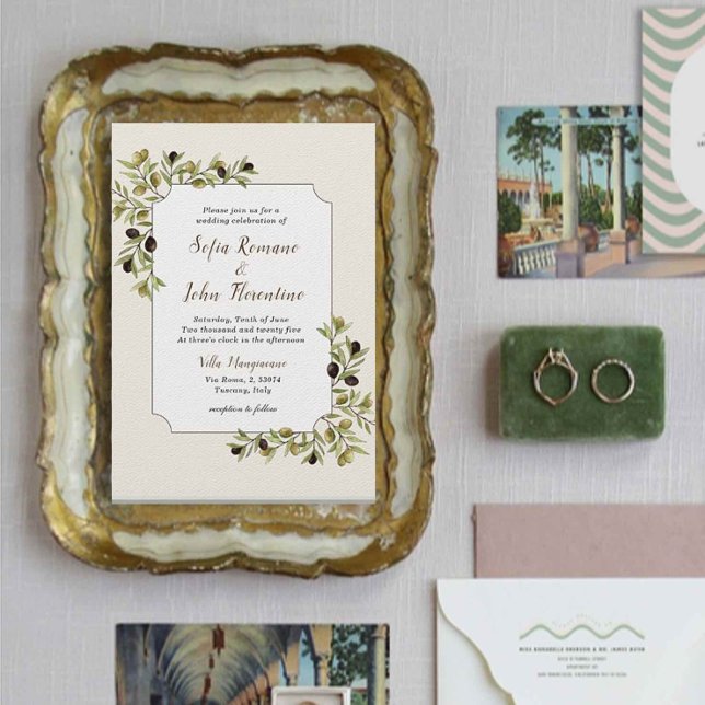 Olive Branch Leaves Botanical Wedding Invitation (Creator Uploaded)