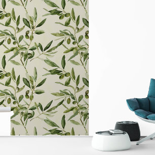 Olive Branch Leaves Mediterranean Wallpaper