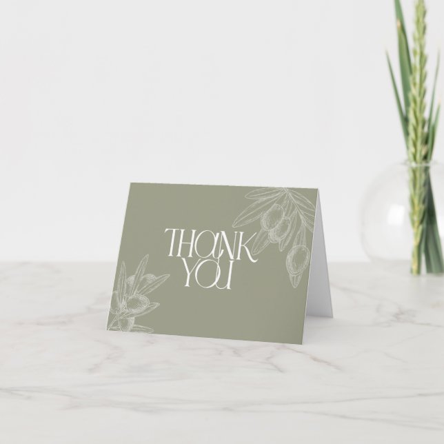 Olive Branch Minimal Folded Thank You Card (Front)