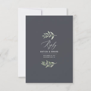 Olive branch minimal watercolor wedding reply