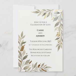 Olive Branch Minimal Wedding Invitation