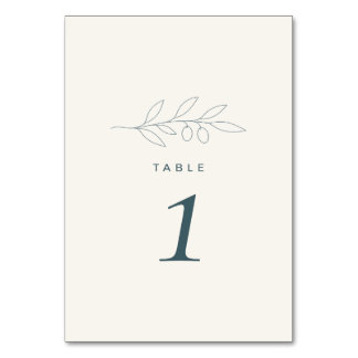 Olive Branch Minimalist Wedding Table Number
