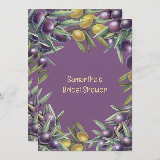 Olive branch modern botanical foliage greenery invitation (Front/Back)