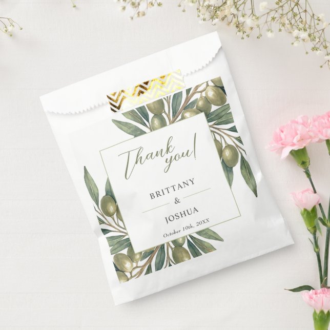 Olive Branch Modern Mediterranean Wedding  Favour Bags (Sealed)