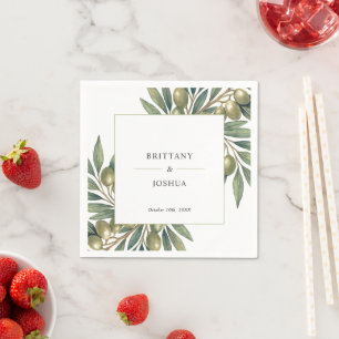 Olive Branch Modern Mediterranean Wedding  Napkin