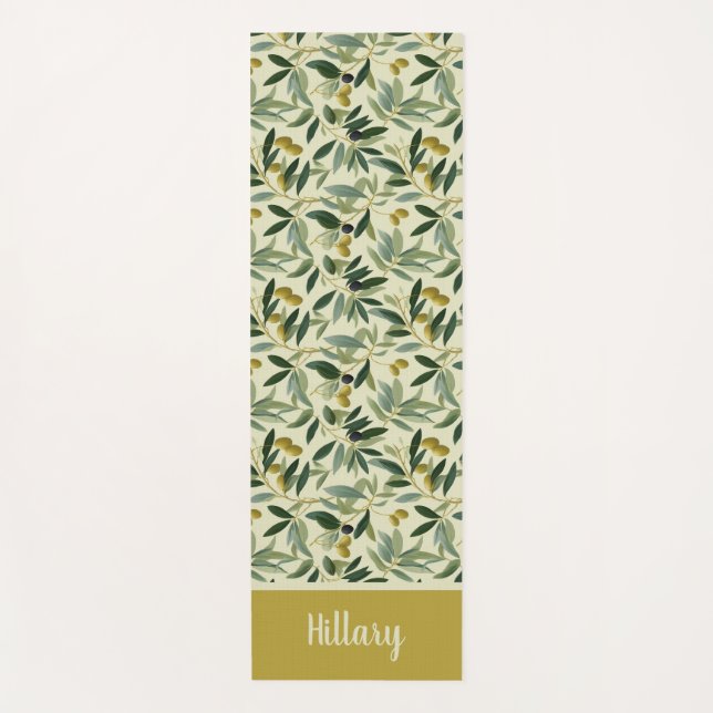 Olive Branch Monogram Name  Yoga Mat (Front)