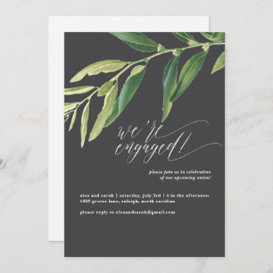 Olive Branch Moody Illustrated Engagement Party Invitation