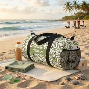 Olive Branch Name Monogram Sage Green Duffle Bag