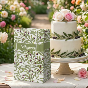 Olive Branch Name Monogram Sage Green Small Gift Bag