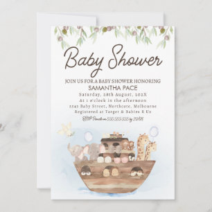 Olive Branch Noah's Ark Boys Baby Shower Invitation