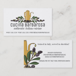 olive branch oil Italian food chef catering Business Card