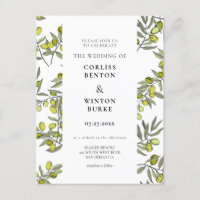 Olive branch pattern wedding invitation