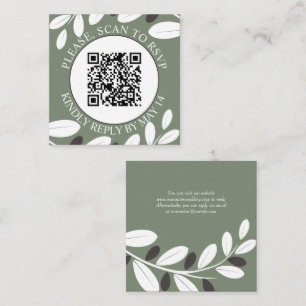 Olive branch, QR code RSVP Mediterranean wedding Enclosure Card